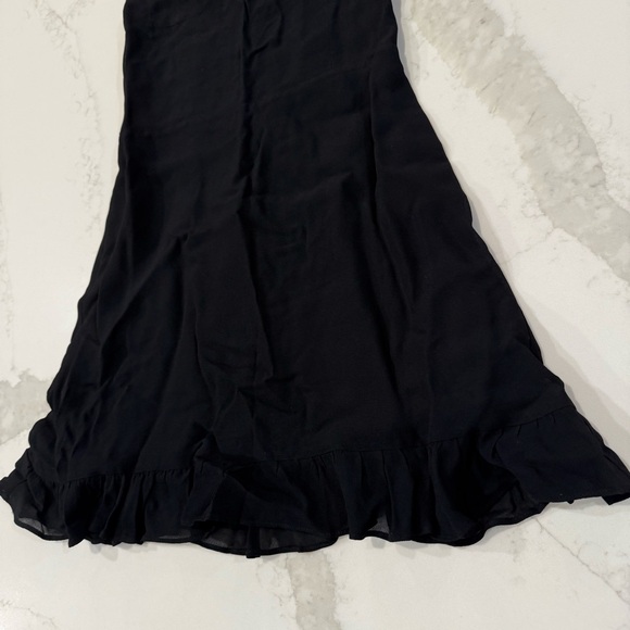 Reformation Christine Mini Dress RuffleHem TieStraps Sweetheart Womens 2 Black - Picture 8 of 16